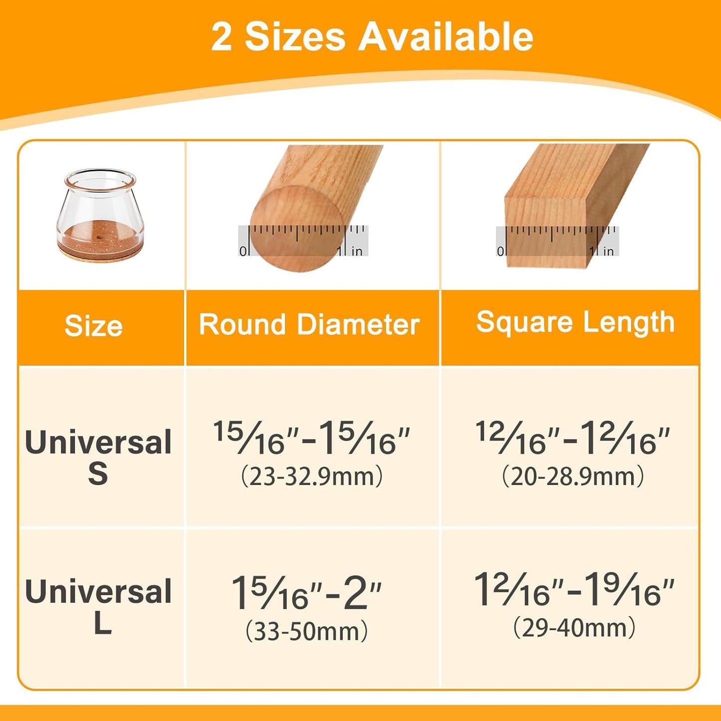 Ansible 36 Pack Chair Leg Floor Protectors for Hardwood Floors, Silicone Felt Covers Pads Caps, Protect Wood Furniture Feet Floors Noise Reduce and Scratch (Universal Large & Clear)
