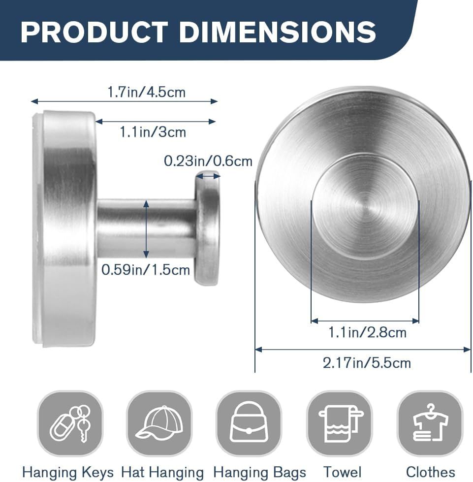 Suction Cup Hooks - 2025 Upgraded Stainless Steel Heavy Duty No Drill Hooks for Wreaths on Glass, Shower Towels & Front Door (2, Black)