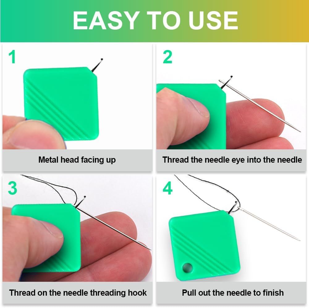 2025 Upgraded Needle Threaders, Sewing Machine Needle Threader, Needle Threaders for Hand Sewing, Embroidery Floss, Yarn, Quickly and Easily Threads Needles Tools (Green)