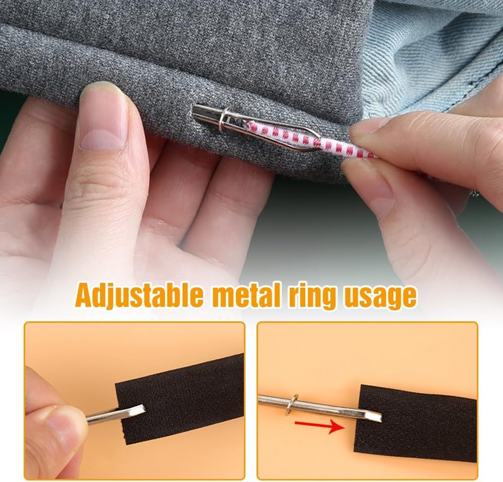 DIY Rope Threader Clip, Metal Easy Pull Drawstring Threader Tool with Tweezer Sewing Tool for Drawstring Replacement for Hoodies, Pants, Shorts, Sewing Supplies Accessories (2)