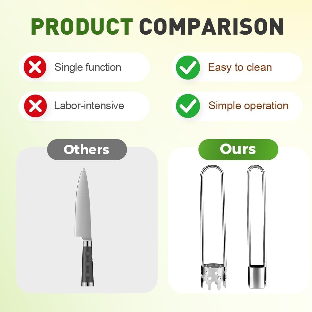 Apple Corer Tool, 2PCS Stainless Steel Fruit & Vegetable Corers for Red Bell Peppers, Apples, Pears - Easy Clean Kitchen Gadget (silver)