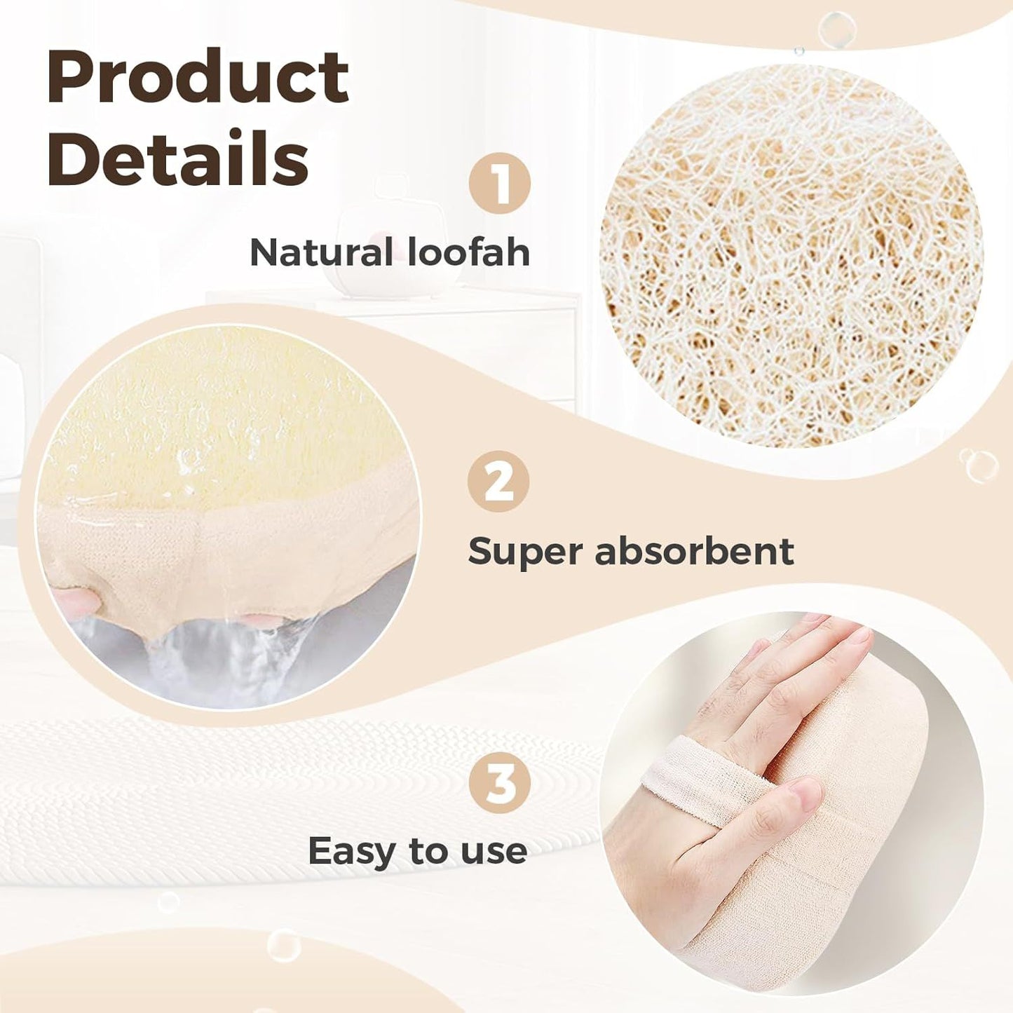 2025 Natural Loofah Sponge - Exfoliating Body Scrubber for Shower, Eco-Friendly Loofah for Men & Women (1pcs)