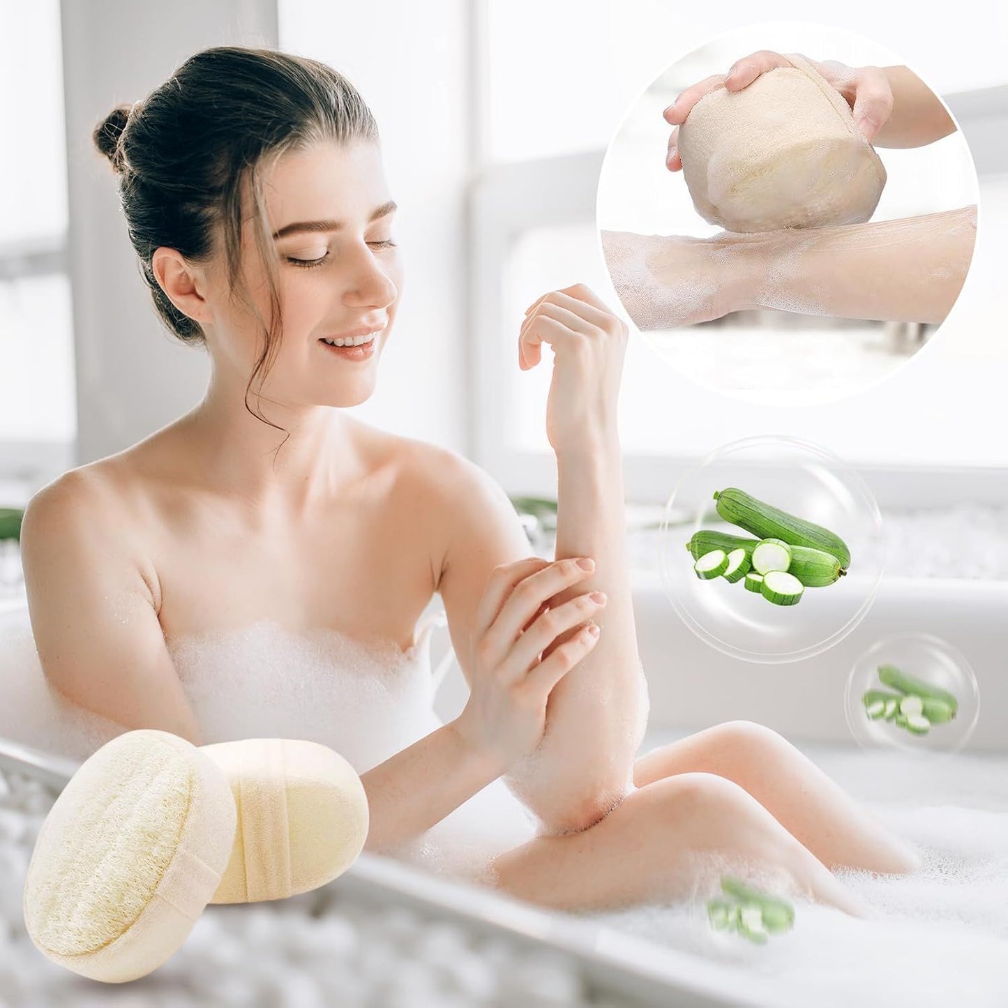 2025 Natural Loofah Sponge - Exfoliating Body Scrubber for Shower, Eco-Friendly Loofah for Men & Women (1pcs)