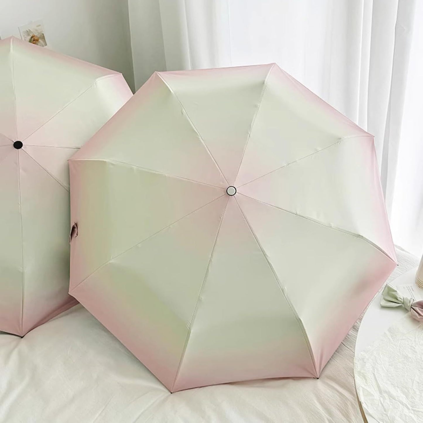 Ombré Auto Open Rain & Sun UPF 50+ UV Protection Umbrella, Portable Travel Folding Umbrella with Cover Bag
