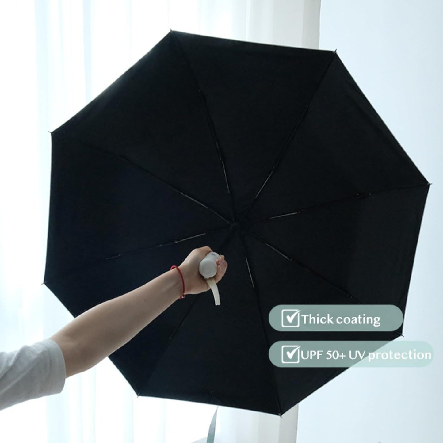 Ombré Auto Open Rain & Sun UPF 50+ UV Protection Umbrella, Portable Travel Folding Umbrella with Cover Bag