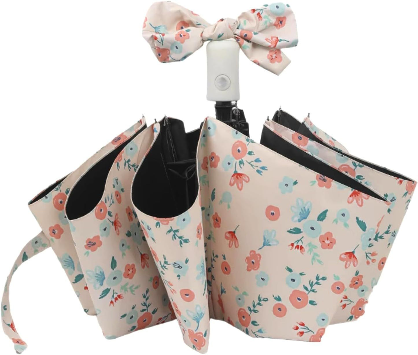 French Style Floral Foldable UV Protection Umbrella for Women, Automatic Open Close Sun & Rain Portable Mini Compact Travel Umbrellas