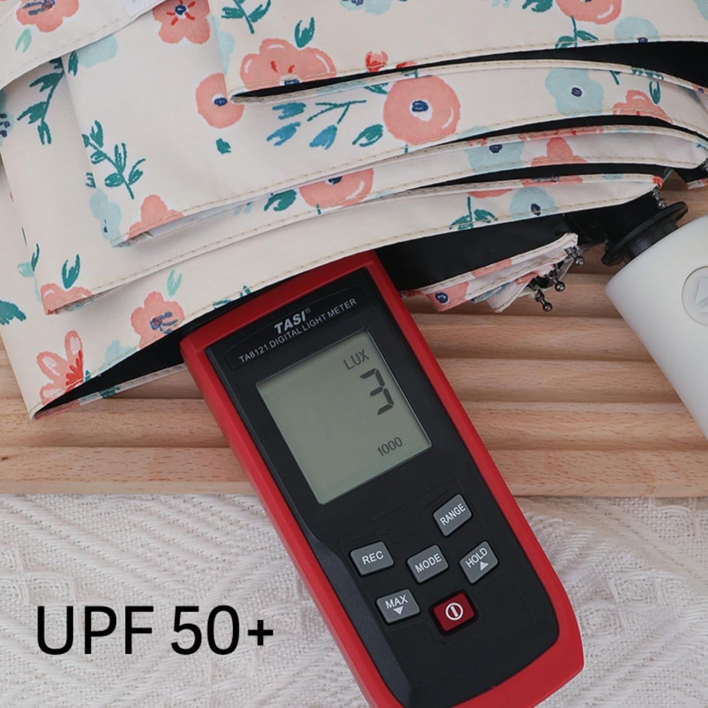 French Style Floral Foldable UV Protection Umbrella for Women, Automatic Open Close Sun & Rain Portable Mini Compact Travel Umbrellas