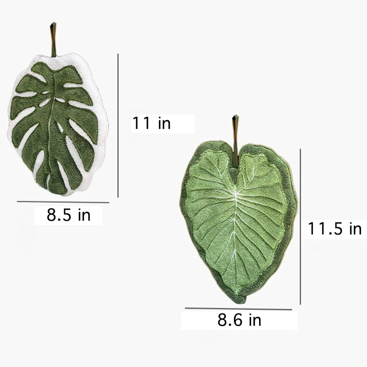 2 Pcs Set Leaf Design Coral Fleece Hand Towel Soft Absorbent Towel for Kitchen, Bathroom, and Countertop Decor