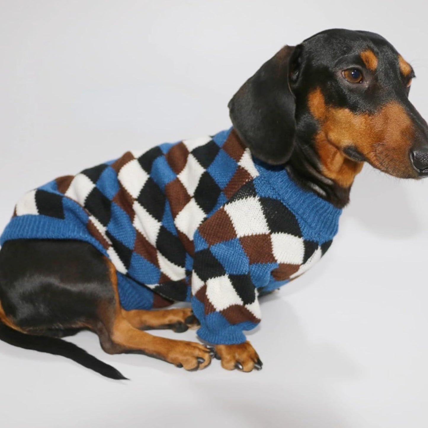 Small Medium Size Dog Cat Winter Sweater, Warm Thick Argyle Pattern Knitted Pullover Clothing for Pet (Small)