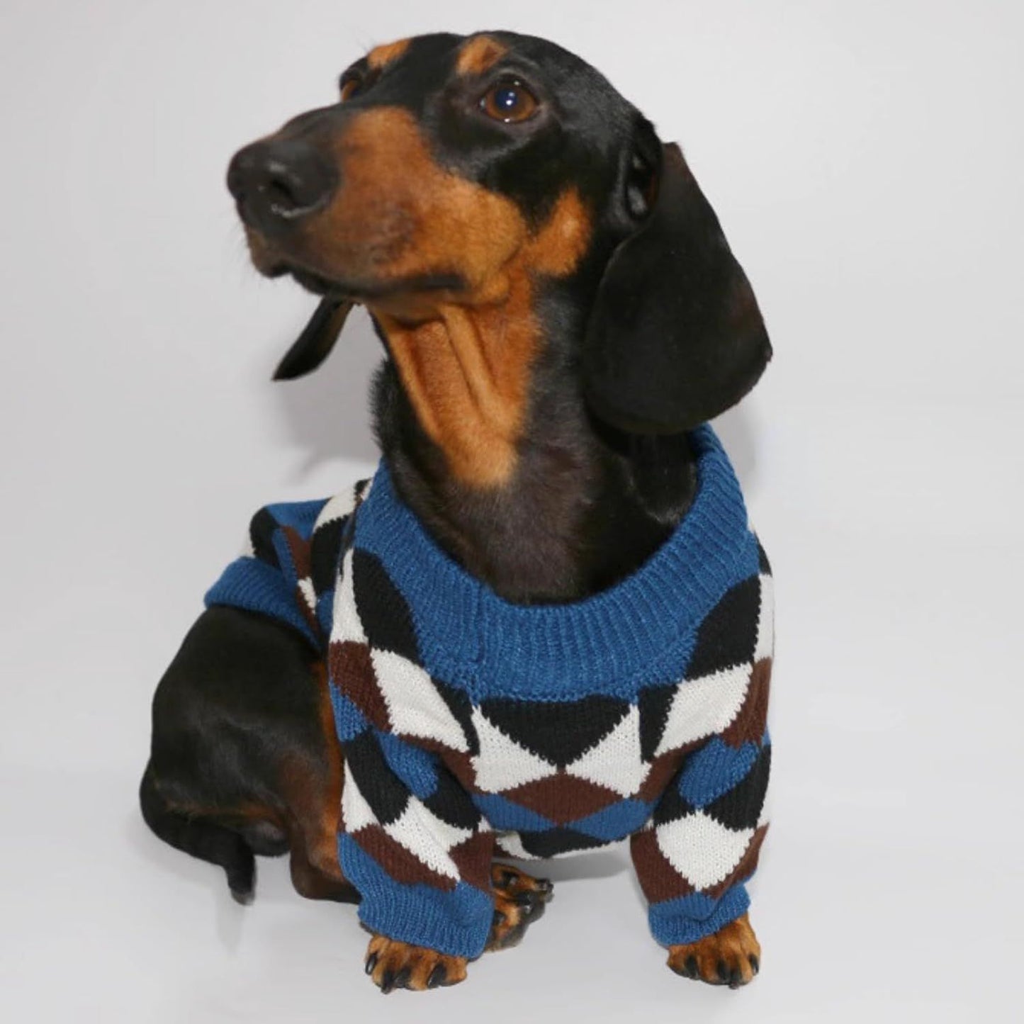 Small Medium Size Dog Cat Winter Sweater, Warm Thick Argyle Pattern Knitted Pullover Clothing for Pet (Small)
