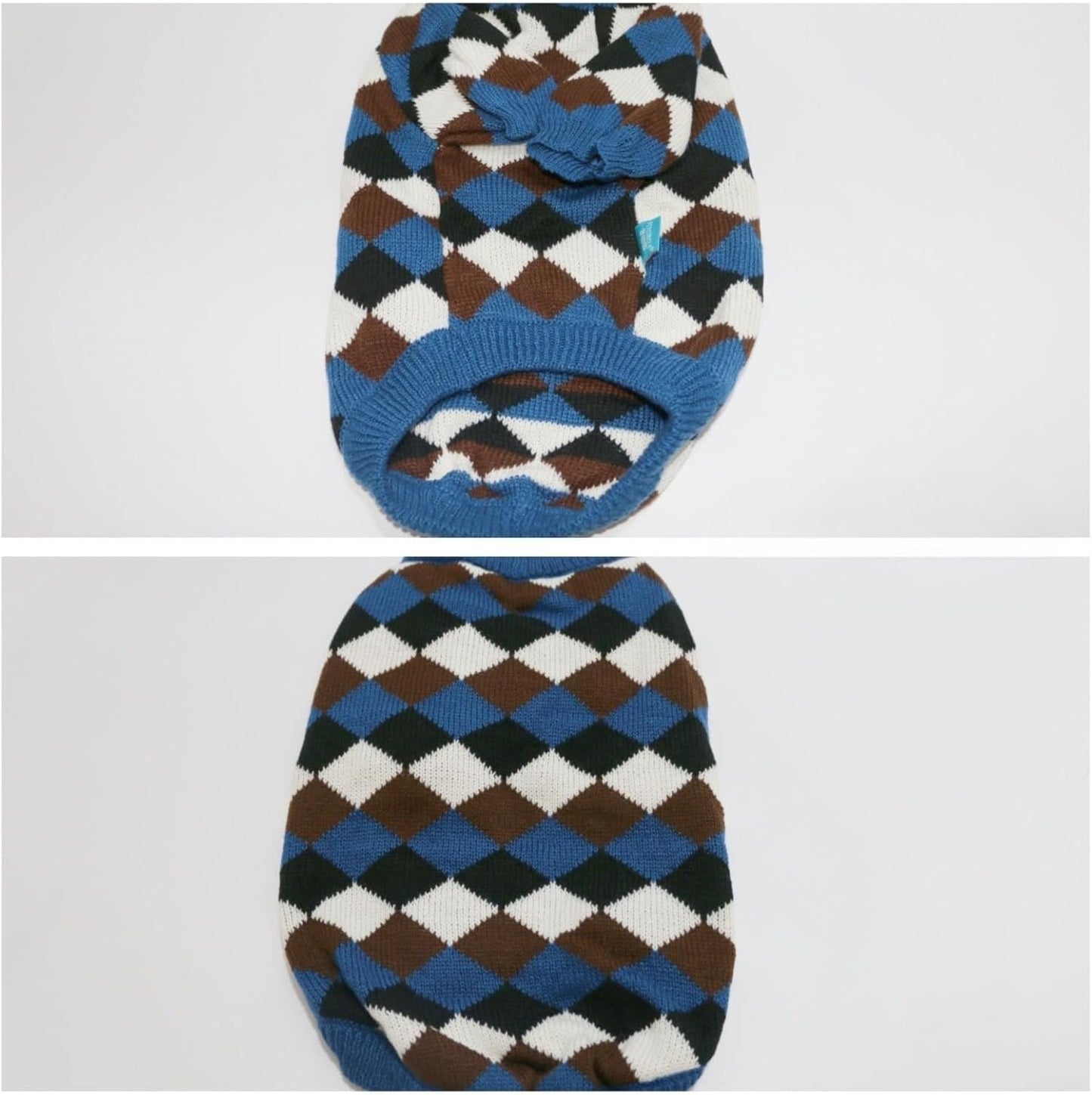 Small Medium Size Dog Cat Winter Sweater, Warm Thick Argyle Pattern Knitted Pullover Clothing for Pet (Small)