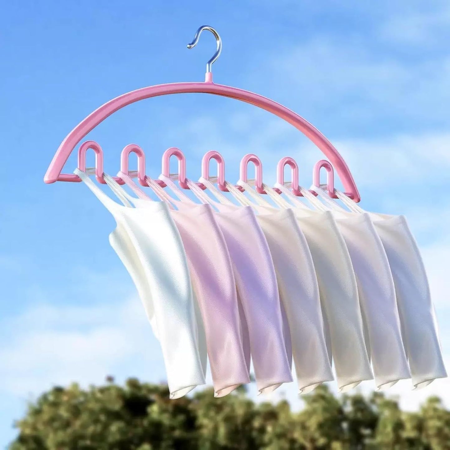 5 Pack Wave Hangers with Hooks for Bras Lingerie Cami Tops, Space-Saving Storage Multi-Functional Closet Organizer Hook (Blue,5)