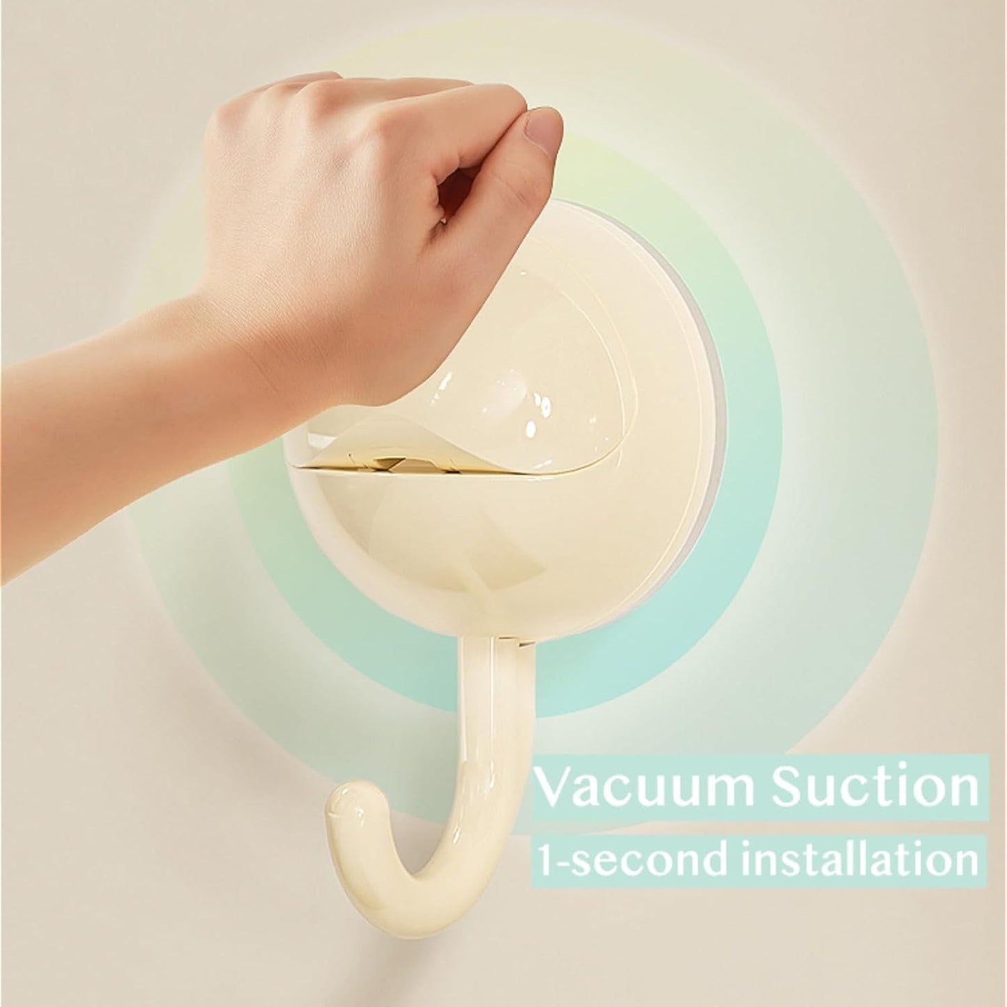No-Drill Round Vacuum Suction Cup Hooks Pastel Colors, Strong Hold No-Trace Storage Hangers for Kitchen Bathroom Towel (Clear Beige Pink,6)