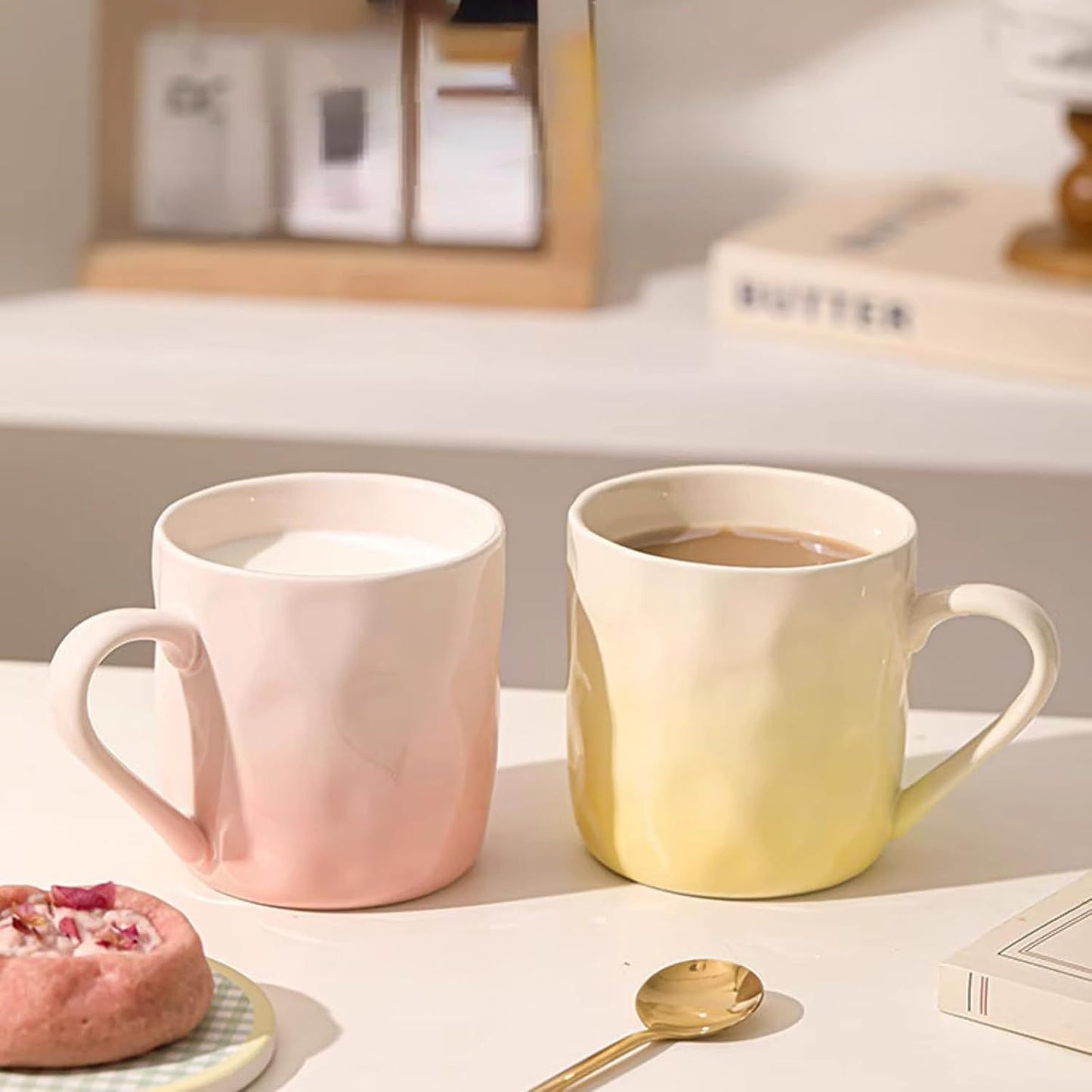 13 Oz Ombre Ceramic Coffee Mug Tea Mug, Home Drinking Cups for Matching Family and Couples (purple,13 Oz)