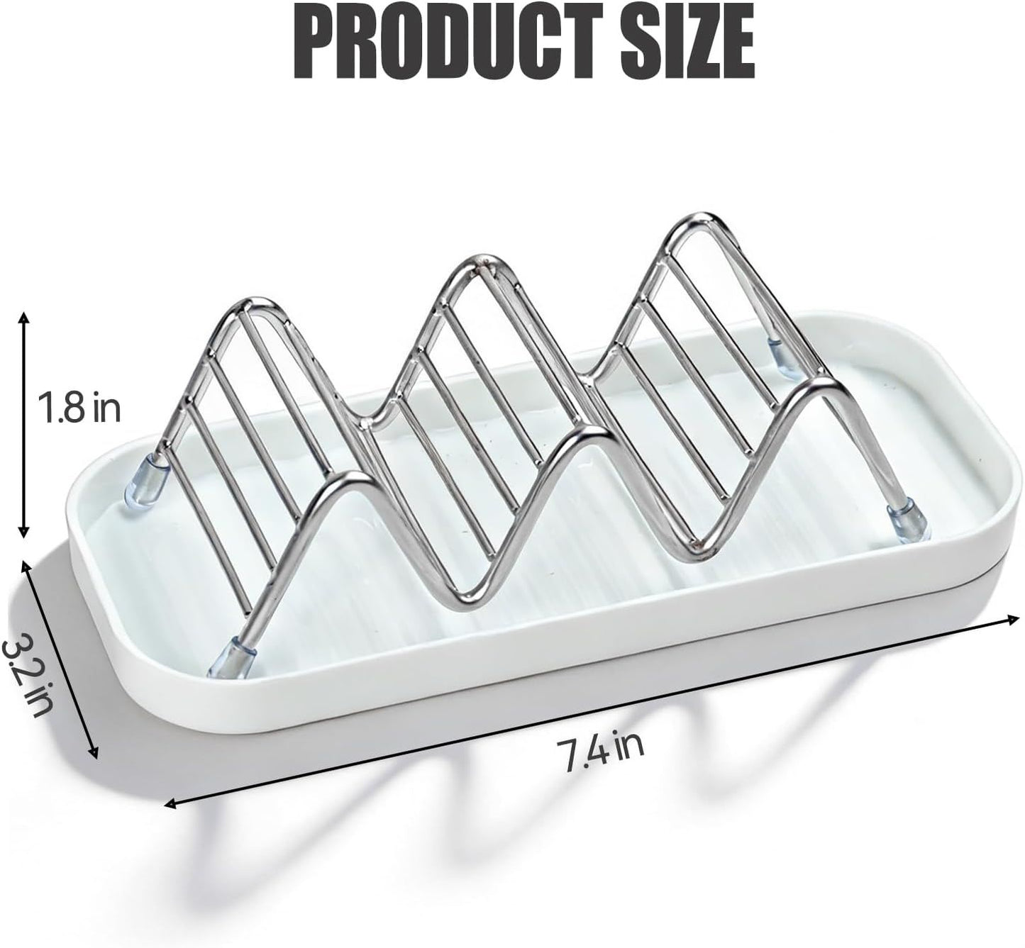 Shower Soap Shampoo Bar Holder, Stainless Steel Self Draining Bathroom Soap Dish Holder with Water Tray, Shower Caddy for Shampoo Bars, Conditioner Bars & Soap (7.4"×3.2")
