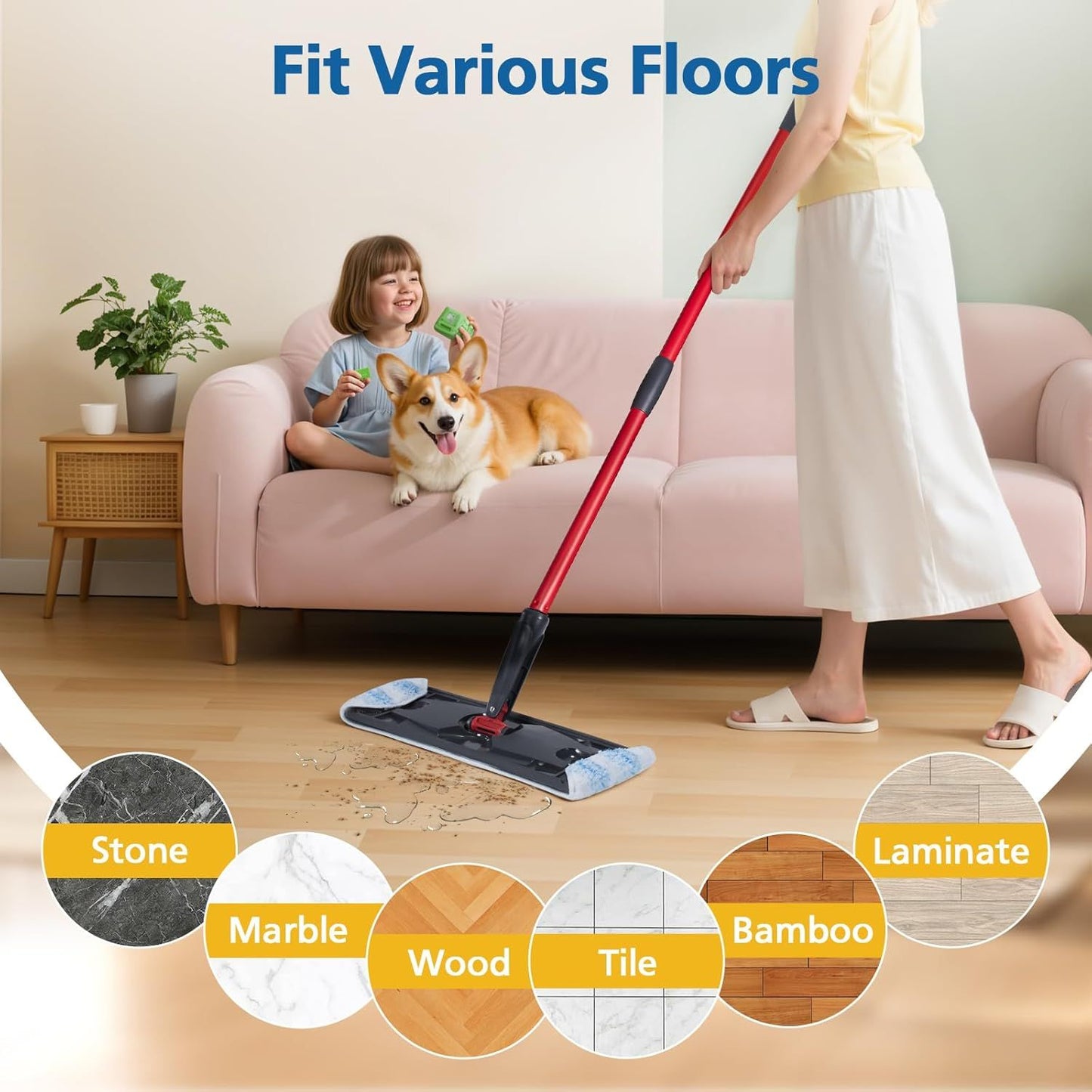 6 Pack H2prO Mop Pads Compatible with O Ceda H2PrO Flat Mop System, 100% Microfiber Mop Head Replacements, Washable and Reusable for H2prO Mop Refills, White