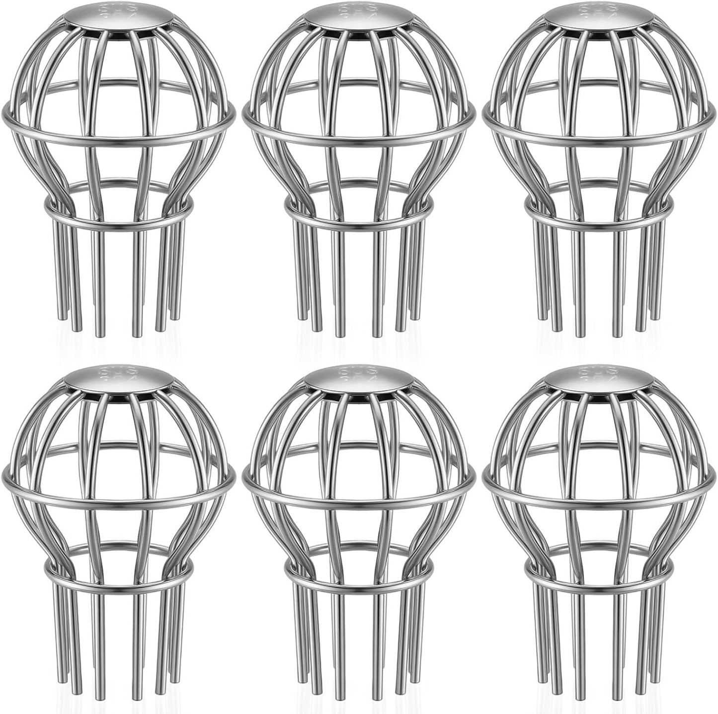 6 Pack Gutter Guard 2 Inch, 304 Stainless Steel Filter Strainer Fits 1.7" to 2.4" Downspout Filter Protector for Blockage Leaves, Seeds, Twigs and Debris