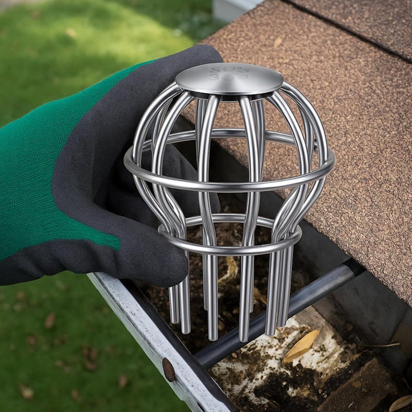 6 Pack Gutter Guard 2 Inch, 304 Stainless Steel Filter Strainer Fits 1.7" to 2.4" Downspout Filter Protector for Blockage Leaves, Seeds, Twigs and Debris