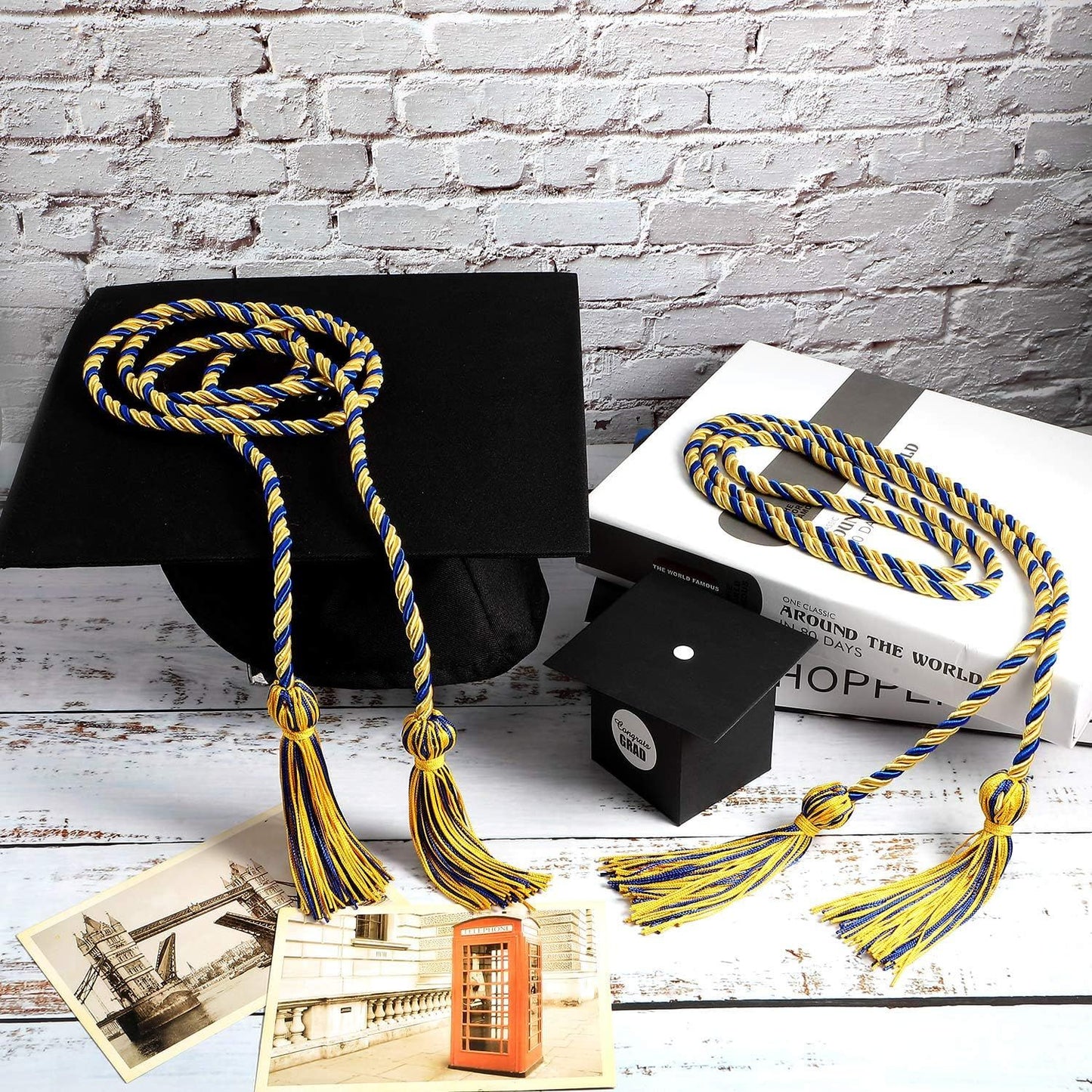 12pcs Graduation Rope Honor Cord Tassel Set, Graduation Accessories for Ceremony, Graduate Students Souvenir and Gift (Blue and Gold)