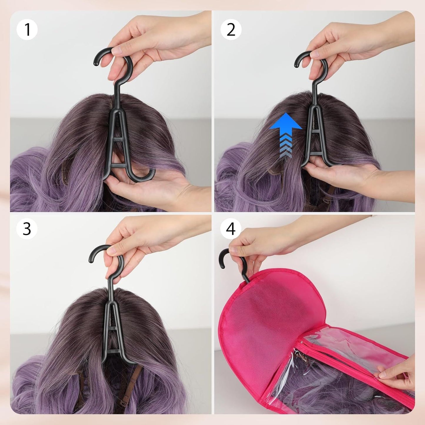 14PCS Wigs Storage Bags With Hanger, Dust-proof Wig Holder, Water-proof Wigs Rack & Organizer, Breathable Hair Extension Holder, Easy to Carry Wig and Accessories for Home, Travel, Hair Salon