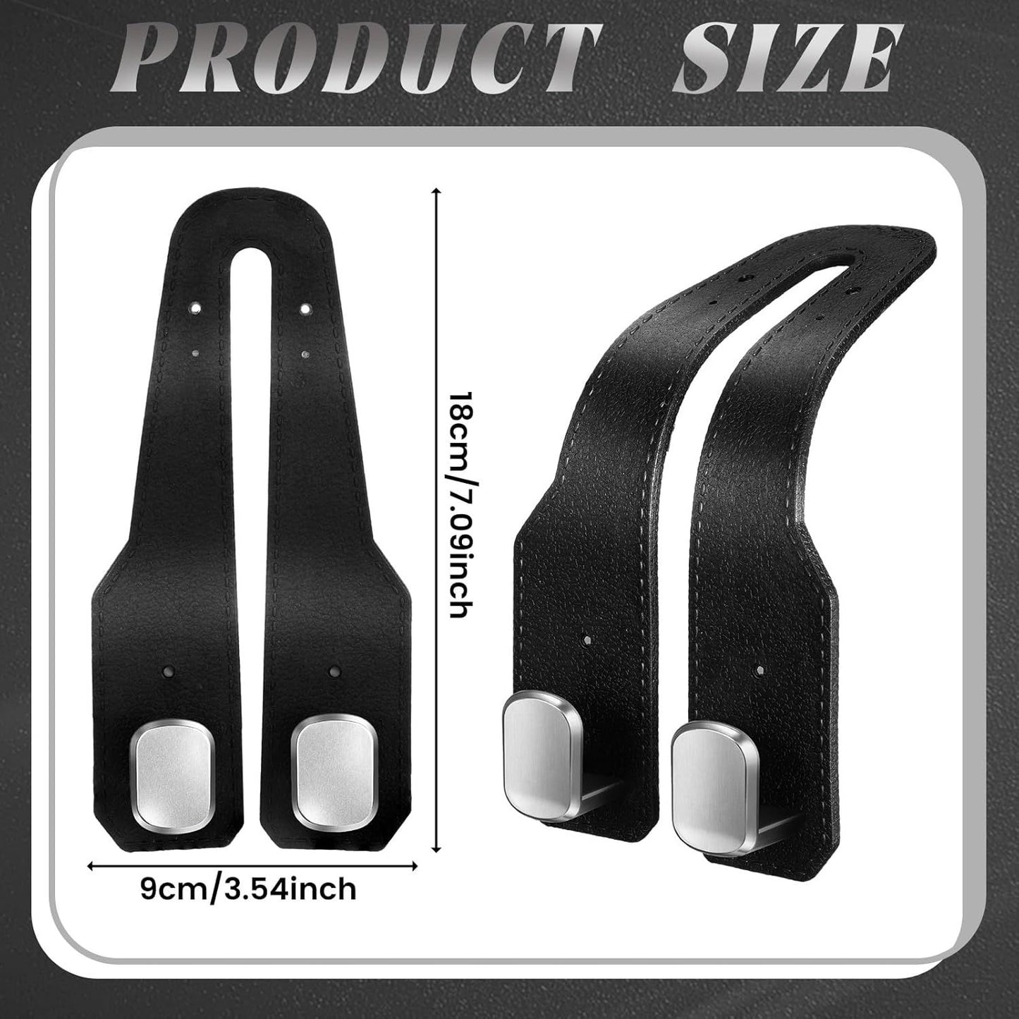 8 Pcs Car Headrest Hooks Purse Holder for Car Seat Headrest Universal Leather Bag Holder with Double Metal Hooks Seat Back Hanger for Handbags Grocery Bags Phones(Black)