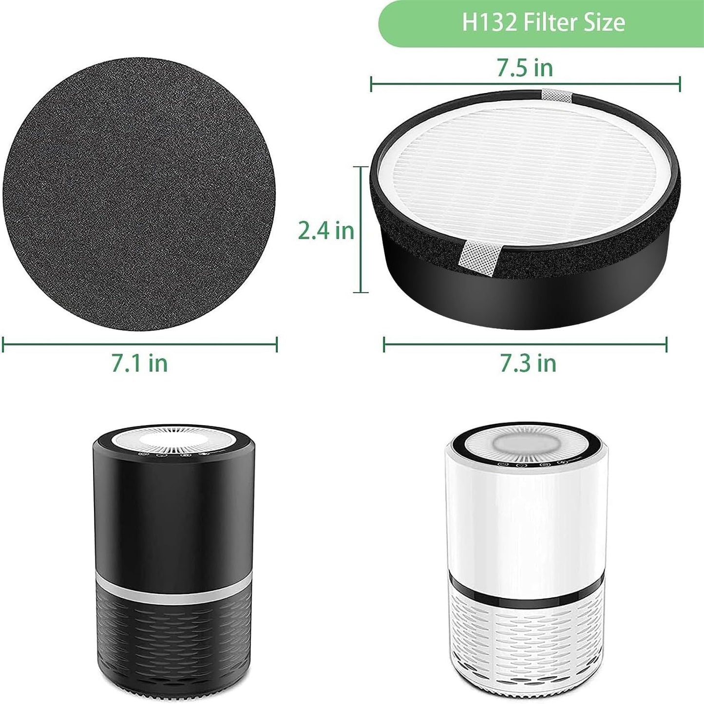 for LEVOIT LV-H132 Replacement Filters, Compatible with  LV-H132 3-in-1 Nylon Pre-Filter, High-Efficiency Activated Carbon True Filters, Part LV-H132-RF, 4 Pack