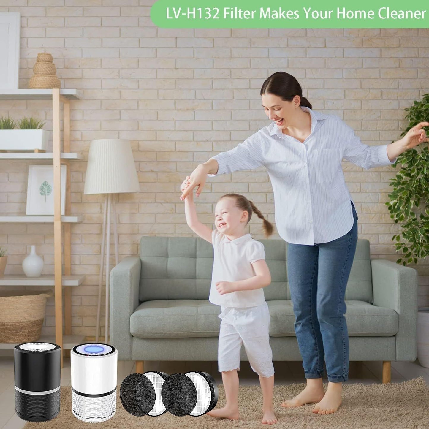for LEVOIT LV-H132 Replacement Filters, Compatible with  LV-H132 3-in-1 Nylon Pre-Filter, High-Efficiency Activated Carbon True Filters, Part LV-H132-RF, 4 Pack