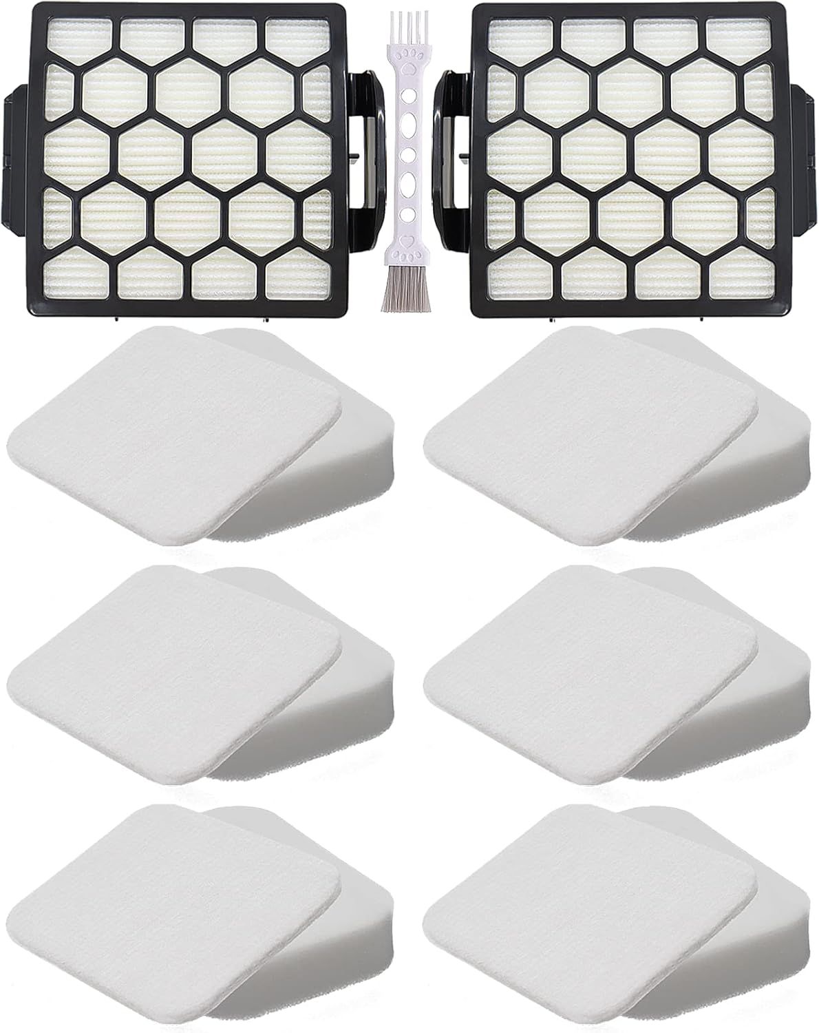 for Shark ZU62 ZU60 Navigator Zero-M Self-Cleaning Brushroll Pet Pro Upright Vacuum Replacement Filter Compare ZU62C NV150 NV151 NV251 NV255 Part 1238FT60 1239FT60,2 Filter 6 Foam 6 Felt Kit