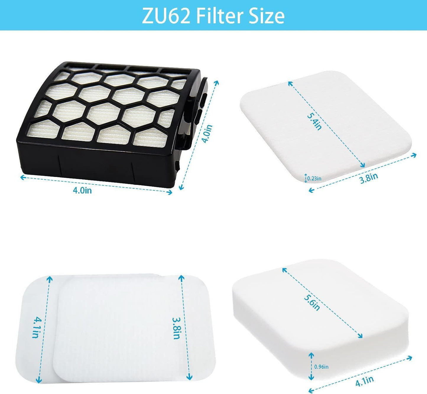 for Shark ZU62 ZU60 Navigator Zero-M Self-Cleaning Brushroll Pet Pro Upright Vacuum Replacement Filter Compare ZU62C NV150 NV151 NV251 NV255 Part 1238FT60 1239FT60,2 Filter 6 Foam 6 Felt Kit
