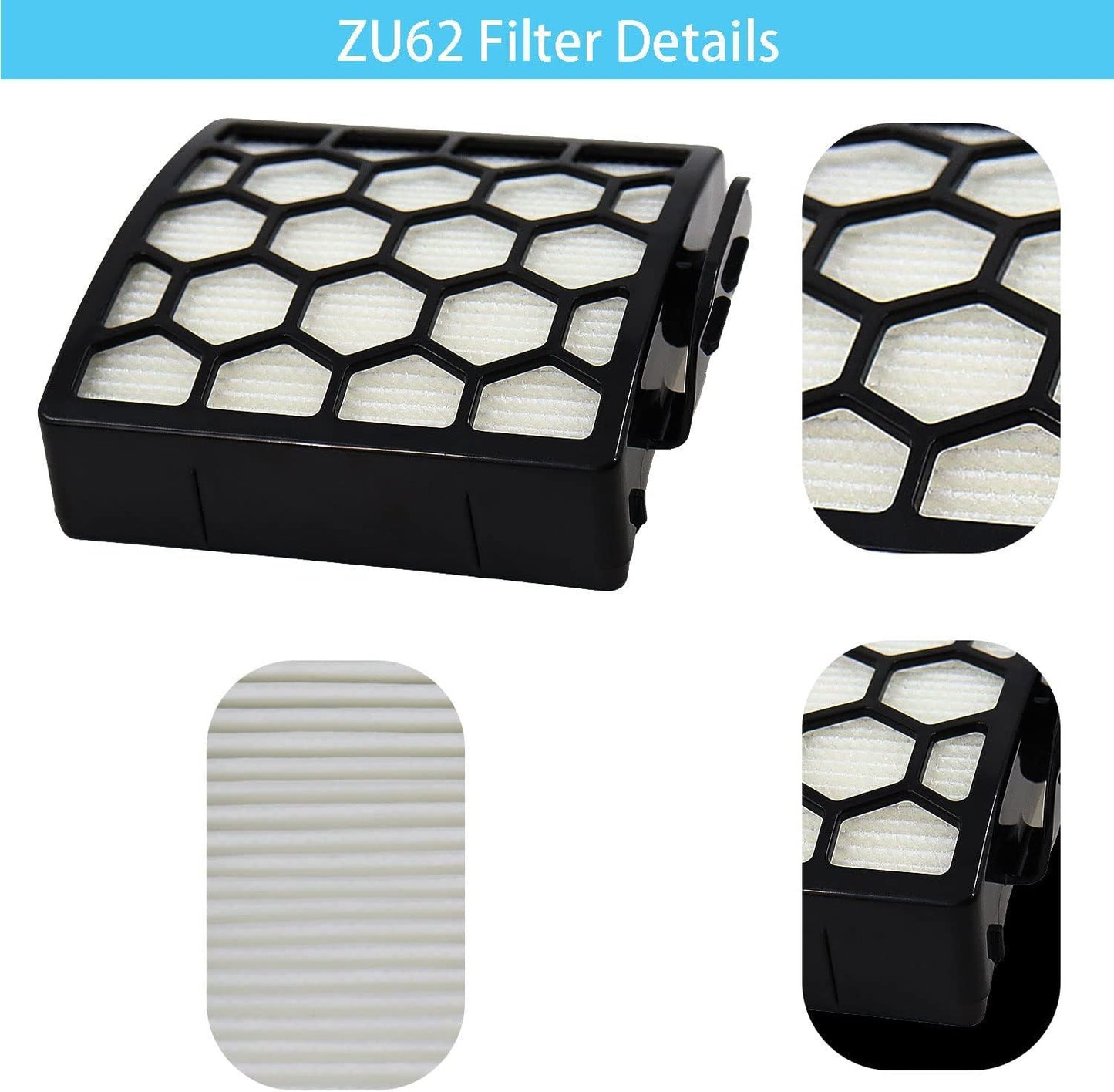 for Shark ZU62 ZU60 Navigator Zero-M Self-Cleaning Brushroll Pet Pro Upright Vacuum Replacement Filter Compare ZU62C NV150 NV151 NV251 NV255 Part 1238FT60 1239FT60,2 Filter 6 Foam 6 Felt Kit
