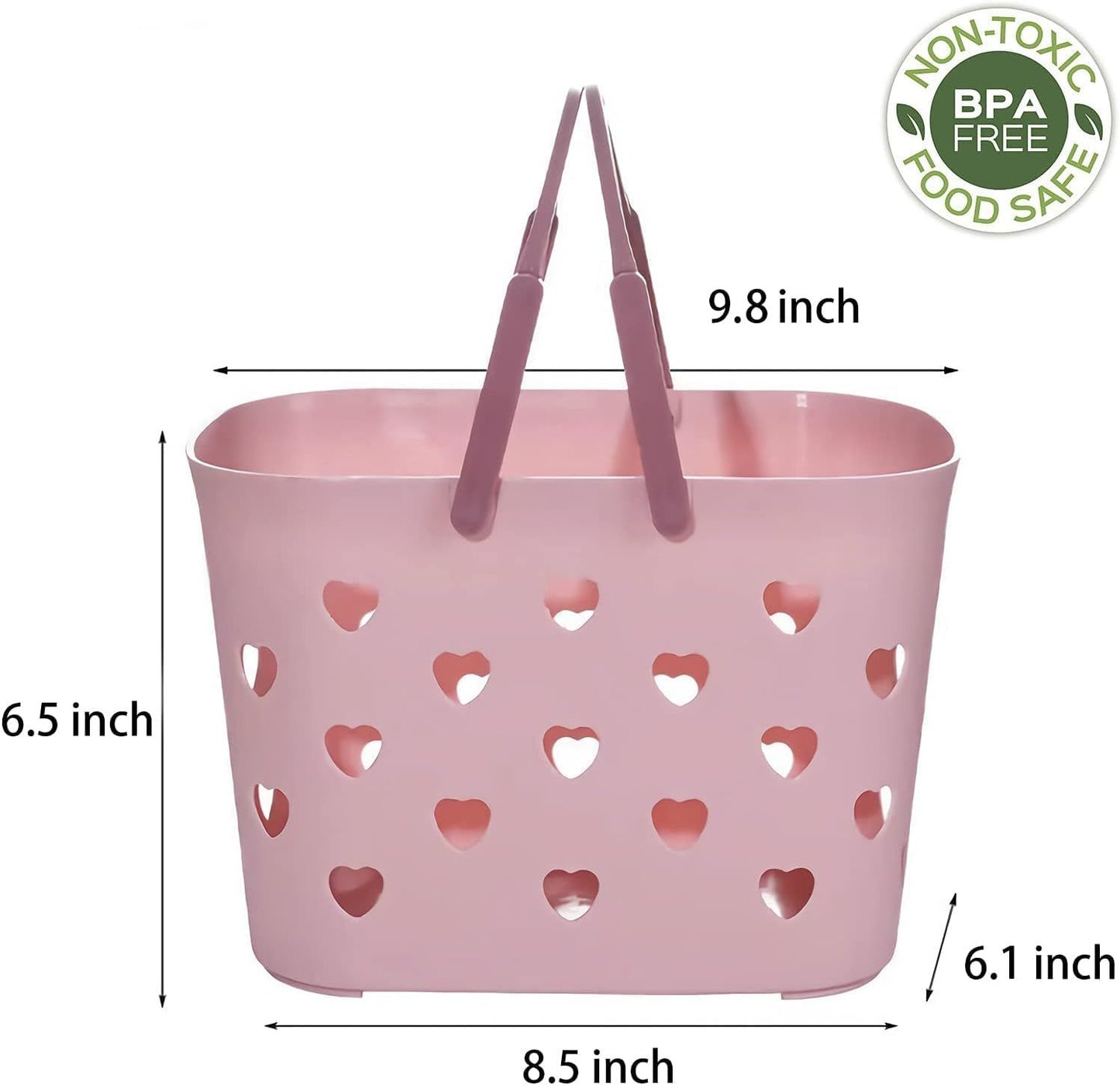 2 Pack Portable Shower Caddy Tote Plastic Storage Basket with Handle Box Organizer Bin for Bathroom, Pantry, Kitchen, College Dorm, Garage, Set of 2 - Pink & Grey