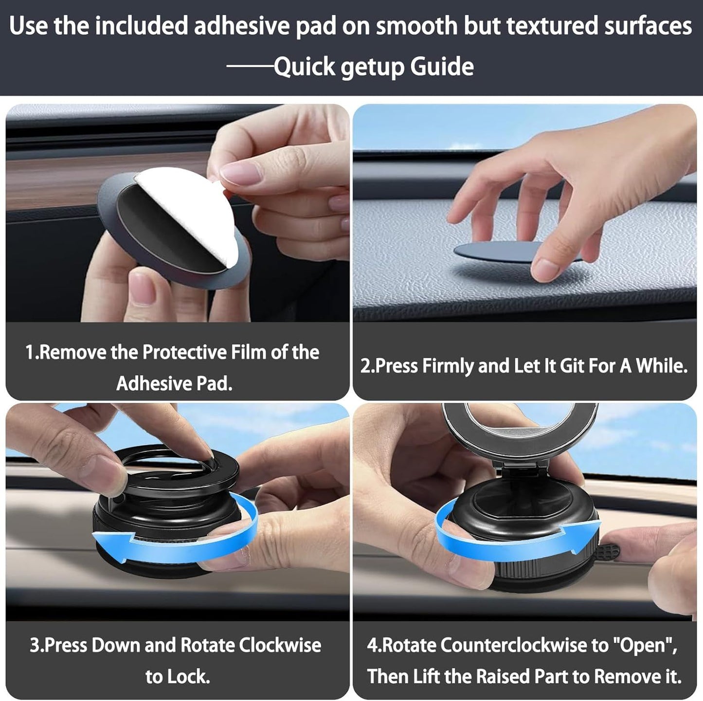 Car Phone Holder for Magsafe, 360° Adjustable Foldable Car Mount [108LBS Strongest Suction & 2800gf Magnetic] Portable for Car/Gym/Mirror Mount/Daily Stand for iPhone and All Smartphones, Black