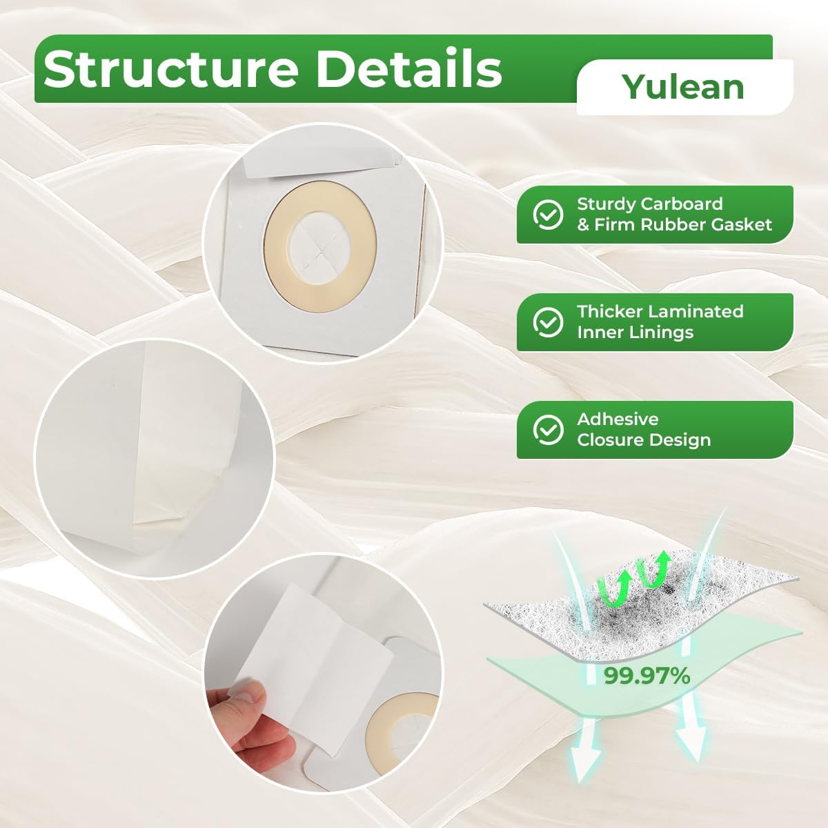 6 Pack Style 7 Vacuum Bags Compatible with Bissell Upright Vacuums: PowerForce 1739 3522 3525 71Y7, PowerGlide 3545, Plus 3350 3550 3553, Lift-Off 3554, Powertrak 6592 Series Vacuum, Part#32120