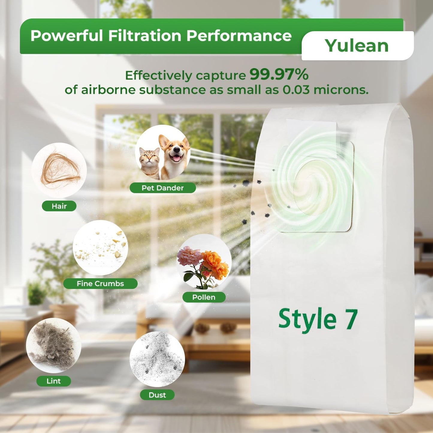 6 Pack Style 7 Vacuum Bags Compatible with Bissell Upright Vacuums: PowerForce 1739 3522 3525 71Y7, PowerGlide 3545, Plus 3350 3550 3553, Lift-Off 3554, Powertrak 6592 Series Vacuum, Part#32120