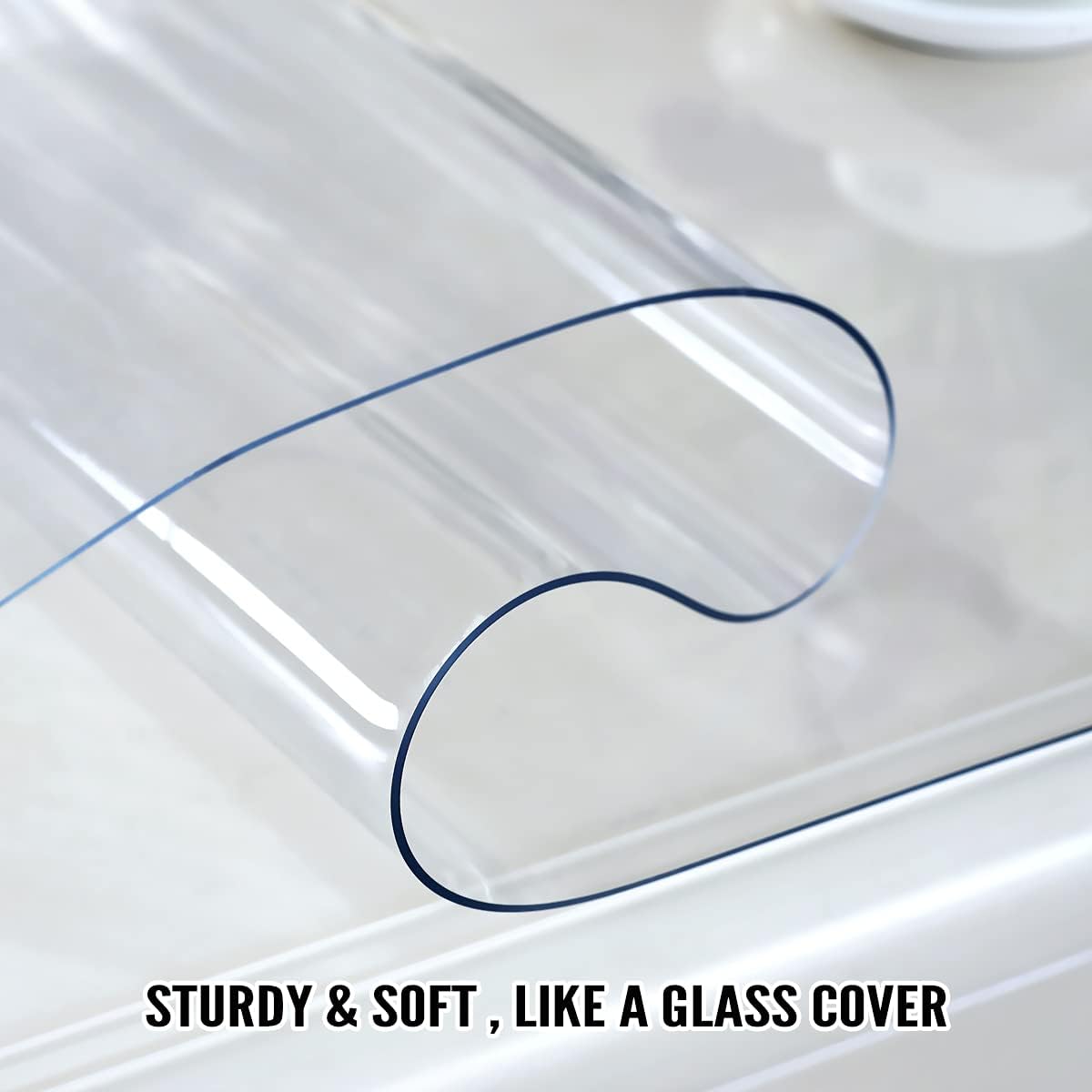 Clear Table Protector 24 x 48 Inch - 2mm Thick Plastic Table Cover, Clear Table Cover Protector Rectangle, Waterproof PVC Desk Mat for Coffee Table, Writing Desk, Dining Room, Dresser