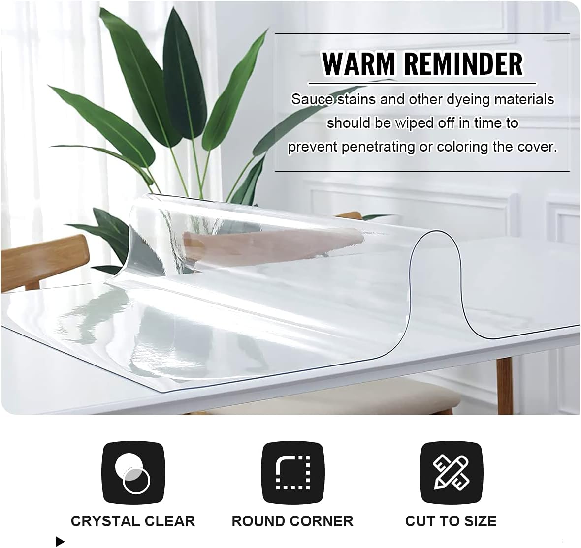 Clear Table Protector 24 x 48 Inch - 2mm Thick Plastic Table Cover, Clear Table Cover Protector Rectangle, Waterproof PVC Desk Mat for Coffee Table, Writing Desk, Dining Room, Dresser