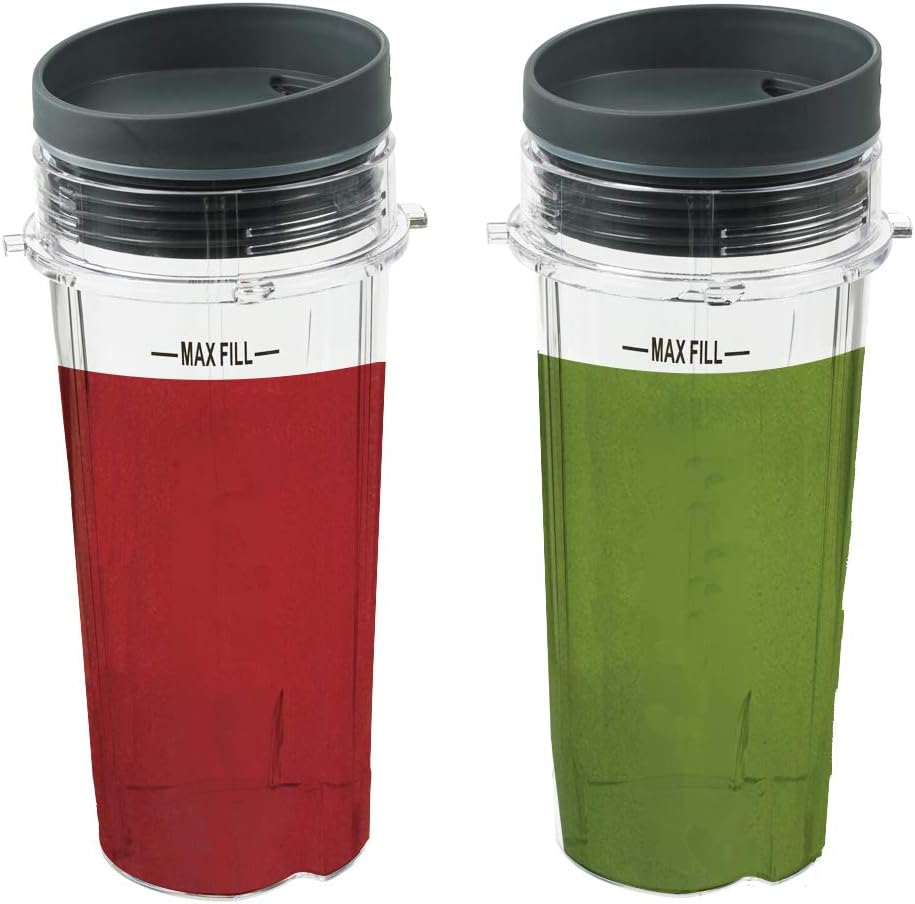 Blender Cups Fit for Ninja, Replacement Parts 16OZ Cups with Lids, Blender Accessories Compatible with Nutri Ninja Auto IQ Series BL620C BL660 BL740 BL780 QB3000 (2 Pack)