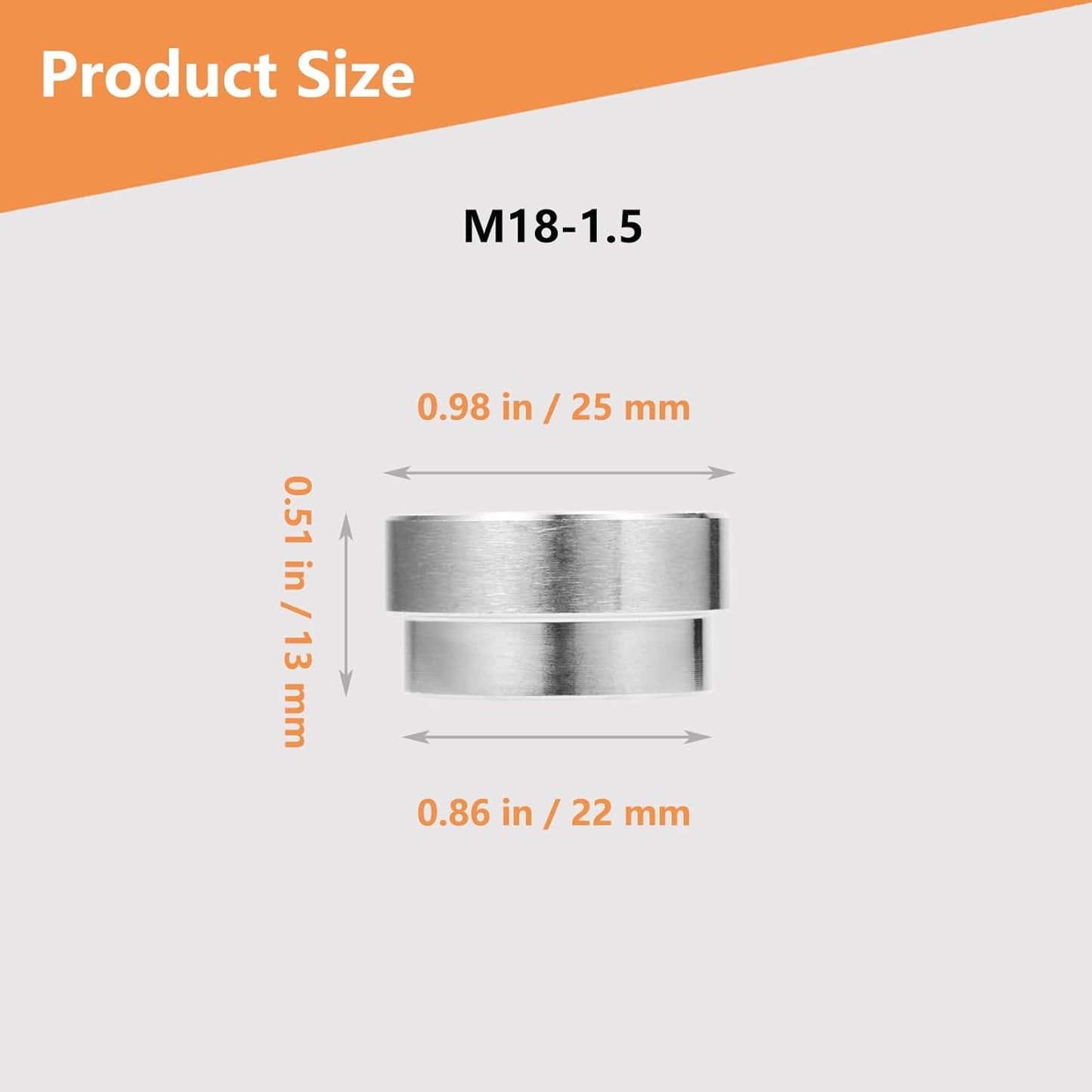 4 Pcs O2 Sensor Bung, 304 Stainless Steel M18x1.5 O2 Bung Weld in, Oxygen Sensor Bung Stepped Style