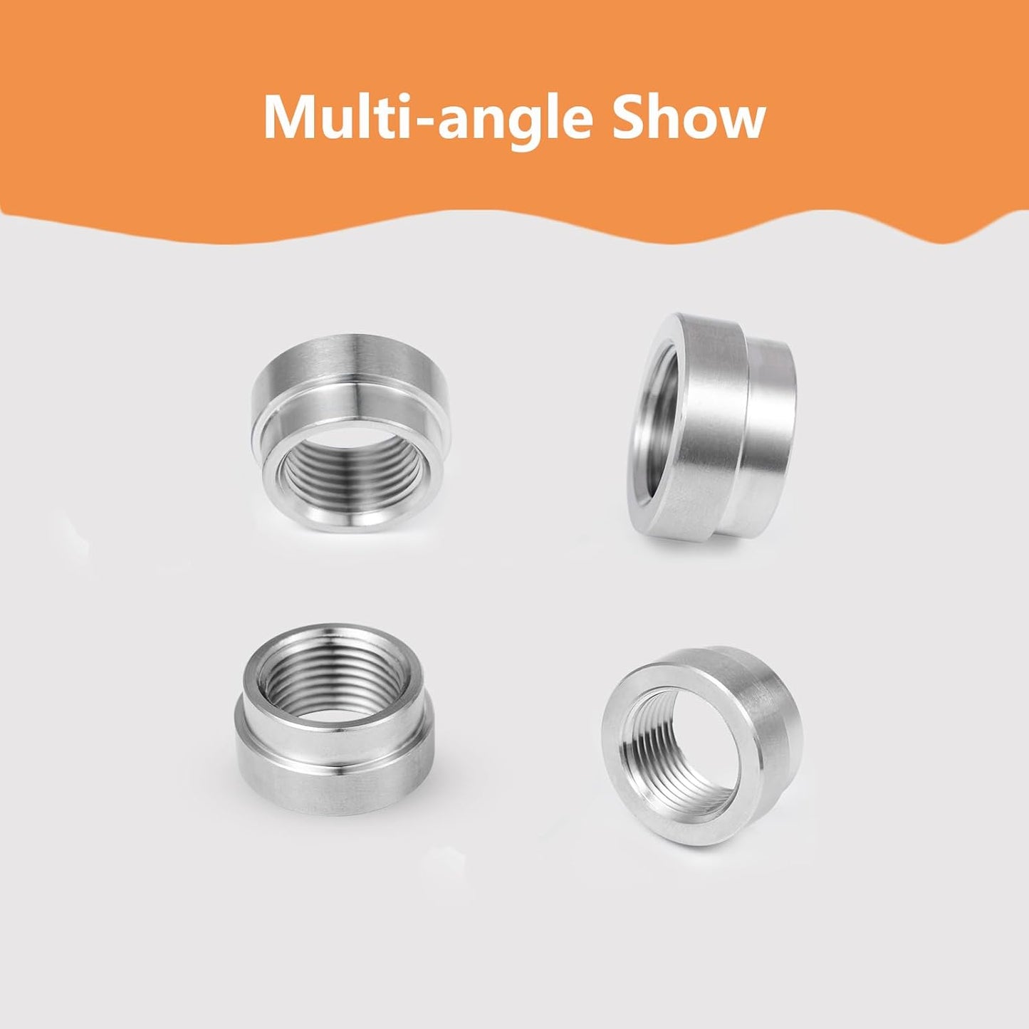 4 Pcs O2 Sensor Bung, 304 Stainless Steel M18x1.5 O2 Bung Weld in, Oxygen Sensor Bung Stepped Style