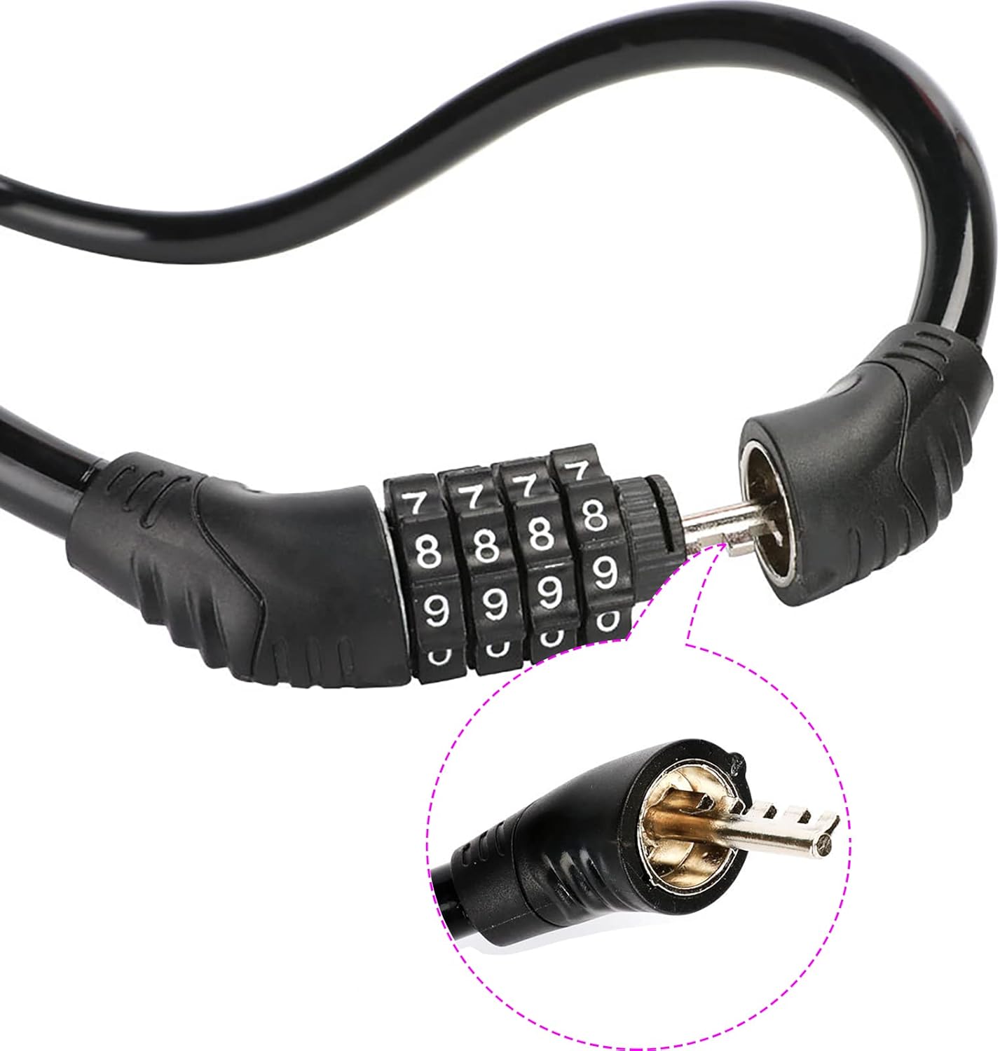 2 PACK Bike Locks Cable,Anti Theft Bicycle Lock Chain,4 Digit Security Resettable Bike Combination Lock Self Coiling Combination Cable Combo Bike Locks Without Mounting Bracket,2 Feetx1/2 Inch (Black)