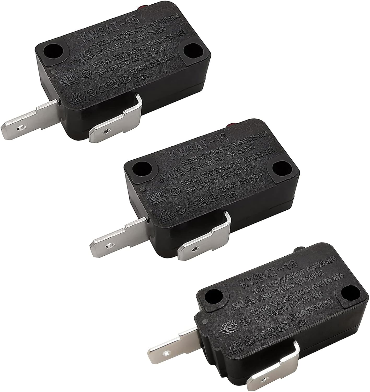 Microwave Oven Door Switch Replacement Part, 16A 125VAC, KW3AT-16 (Downward Compatible with KW3A-16), 2X Normally Open + 1x Normally Closed