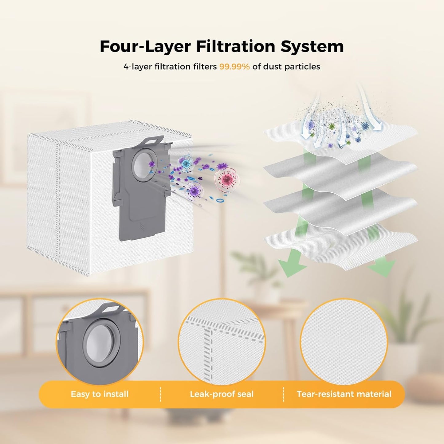 24PCS Replacement Parts Compatible with  Q7 M5+/ Q7 M5/Q7 L5/Q7 L5+, 2 Main Brushes, 6 Side Brushes, 4 HEPA Filters, 4 Mop Pads, 6 Dust Bags, 1 Cleaning Brush,1 Screwdriver Spare Parts