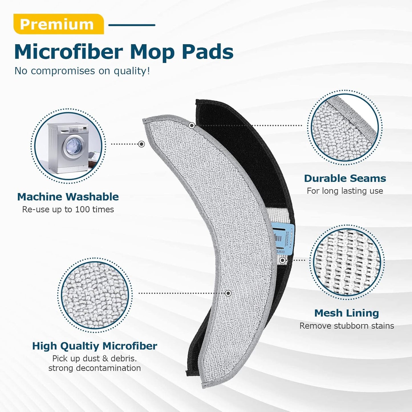 4 Pack Replacement Mop Pads for i-Robot Roomba Combo j7+/ j9+ Accessories, Microfiber Washable Mopping Pad for iRobot Roomba Combo j7+/ j9+ Robot Vacuum and Mop (Not fits for Roomba j7/ j7+/ j9+)