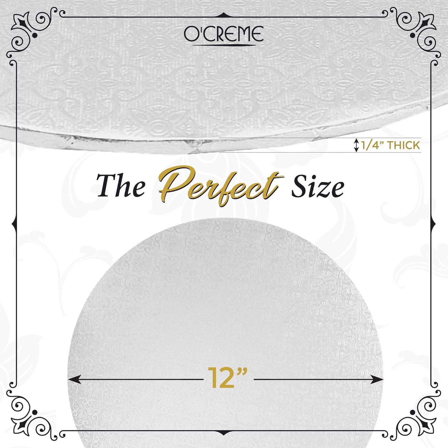 White Wraparound Cake Pastry Round Drum Board 1/4 Inch Thick, 12 Inch Diameter - Pack of 10