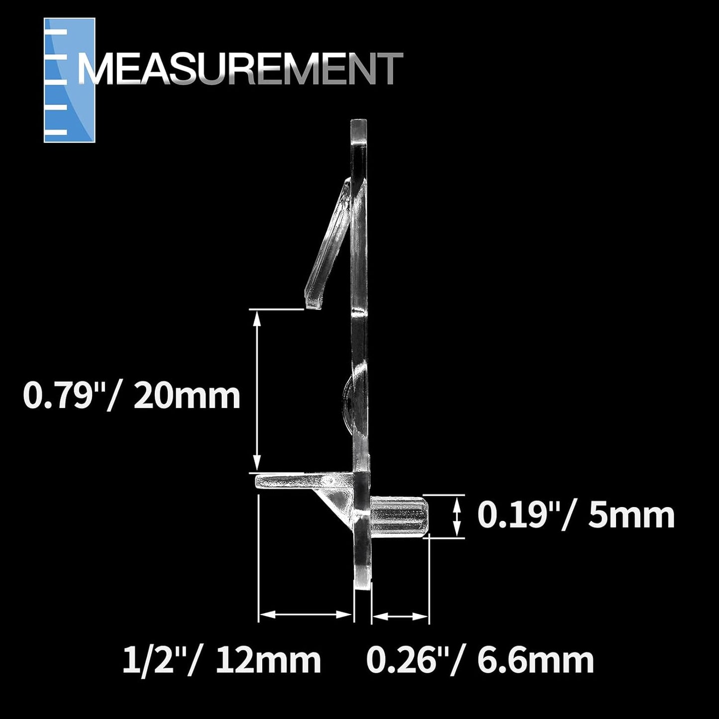 10pcs Locking Shelf Pins – 5mm Cabinet Shelf Pegs, Clear Plastic Shelf Clips for 3/4" Thick Board