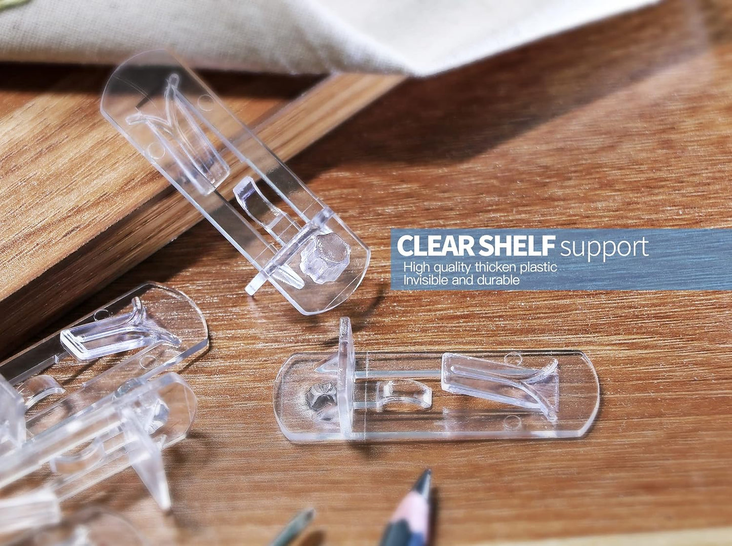 10pcs Locking Shelf Pins – 5mm Cabinet Shelf Pegs, Clear Plastic Shelf Clips for 3/4" Thick Board
