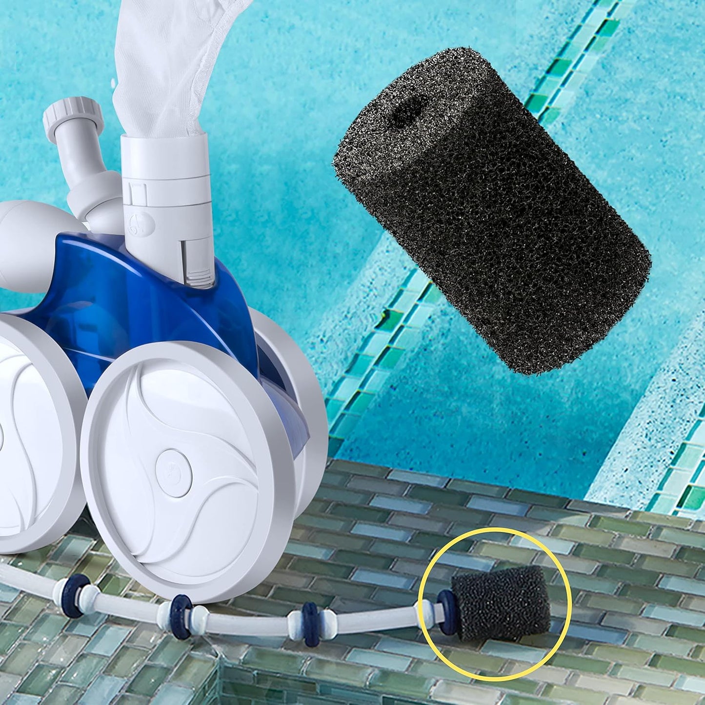 for Polaris Pool Cleaner Parts, 12 Pack Sweep Hose Tail Scrubbers Replacement for Sweep Pool Cleaner Fits Polaris 180 280 360 380 480 3900