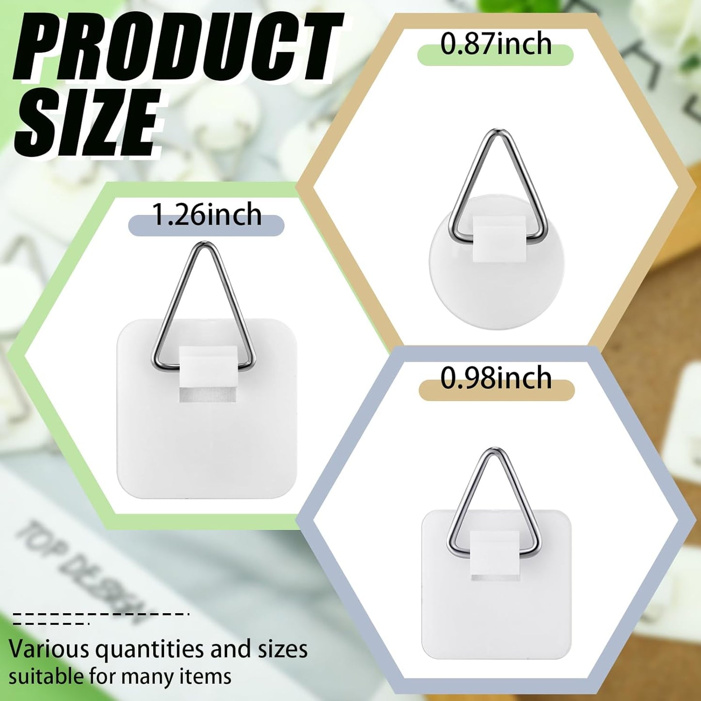 45 Pcs Adhesive Picture Hanger Foamboard Picture Hanging Hooks Without Nails Plastic Sticky Photo Hooks for Home Wall Art Photo Frame Bathroom Closet (Round,Square)
