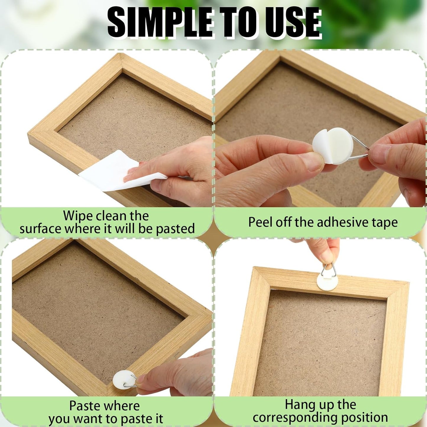 45 Pcs Adhesive Picture Hanger Foamboard Picture Hanging Hooks Without Nails Plastic Sticky Photo Hooks for Home Wall Art Photo Frame Bathroom Closet (Round,Square)