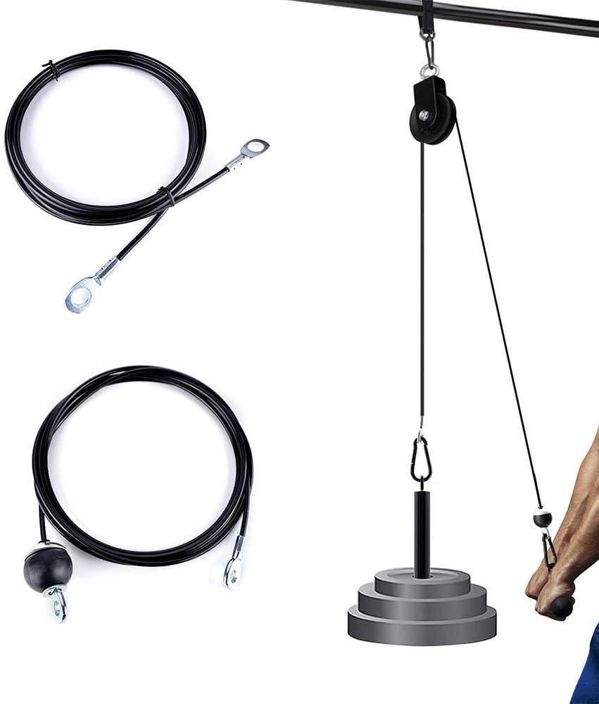 Fitness Pulley Cable,Replacement Cable Machine Accessories,Cable Attachments for Gym -Thick 5mm(0.2inch) Heavy Duty Steel Wire Rope Home  59"